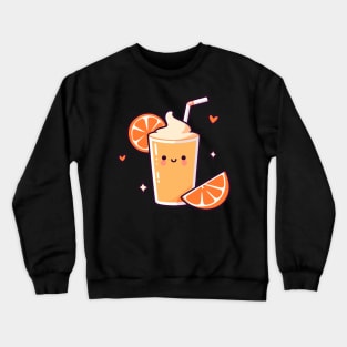 Cute Orange Milkshake Ice Cream in Kawaii Style with Orange Slices | Kawaii food Crewneck Sweatshirt